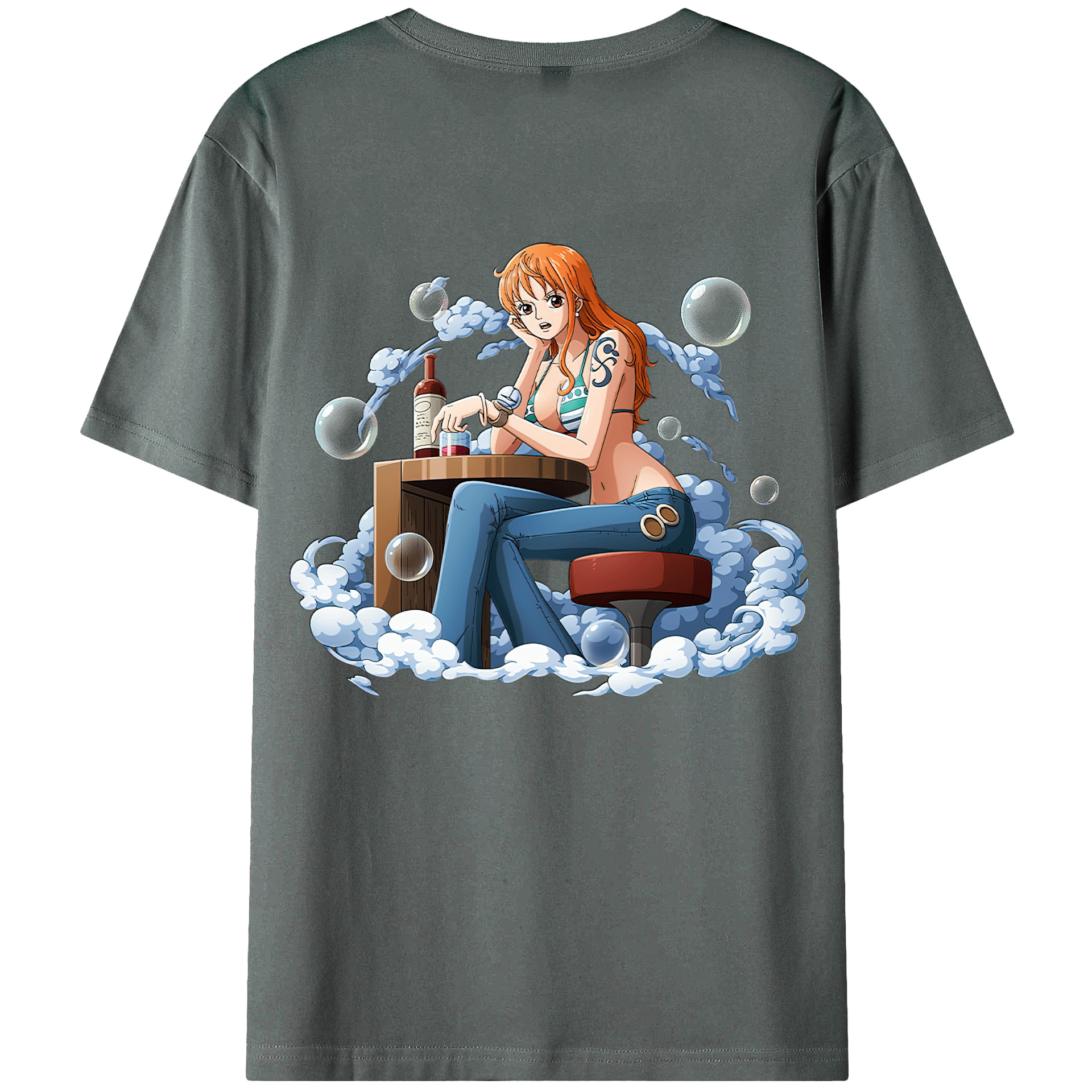 （画像用） ワンピース ナミ ONE PIECE Nami 綿100％ メンズ半袖Tシャツ（バックプリント） 通気性